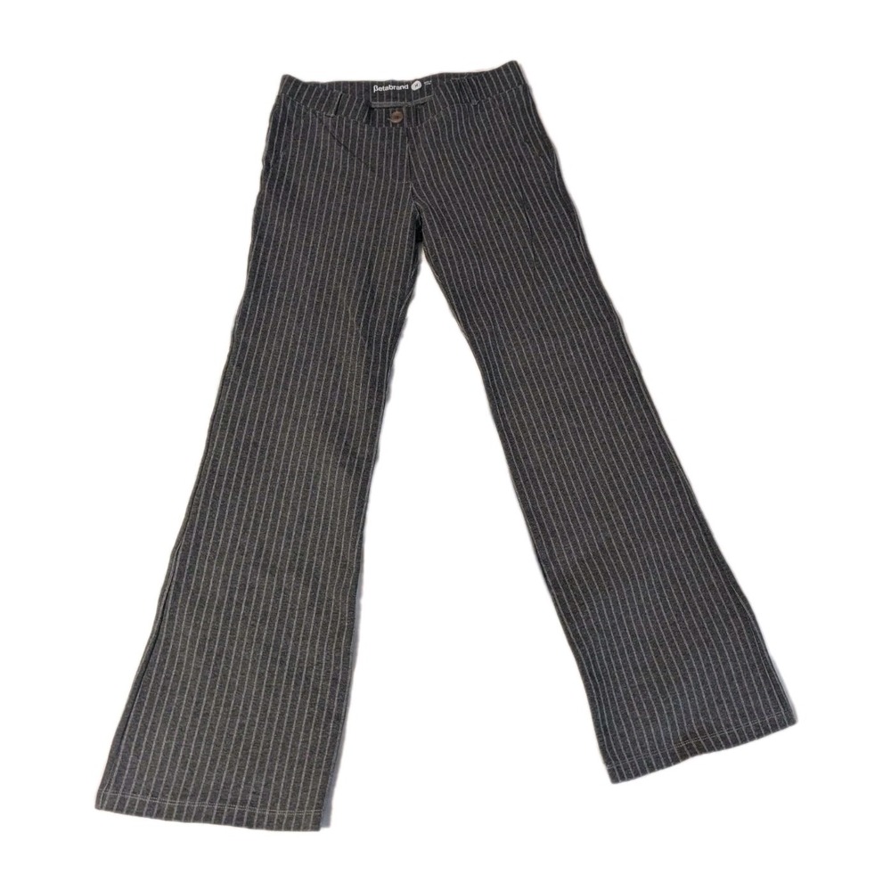 Betabrand Women's‎ Pants Gray Striped Mid Rise Stretch Pull On Size Medium